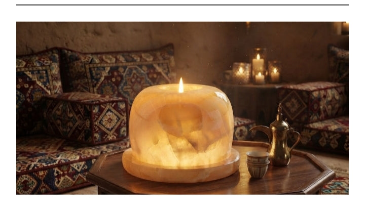 Handcrafted Natural Onyx & Alabaster Candle Holder | Luxury Home Decor