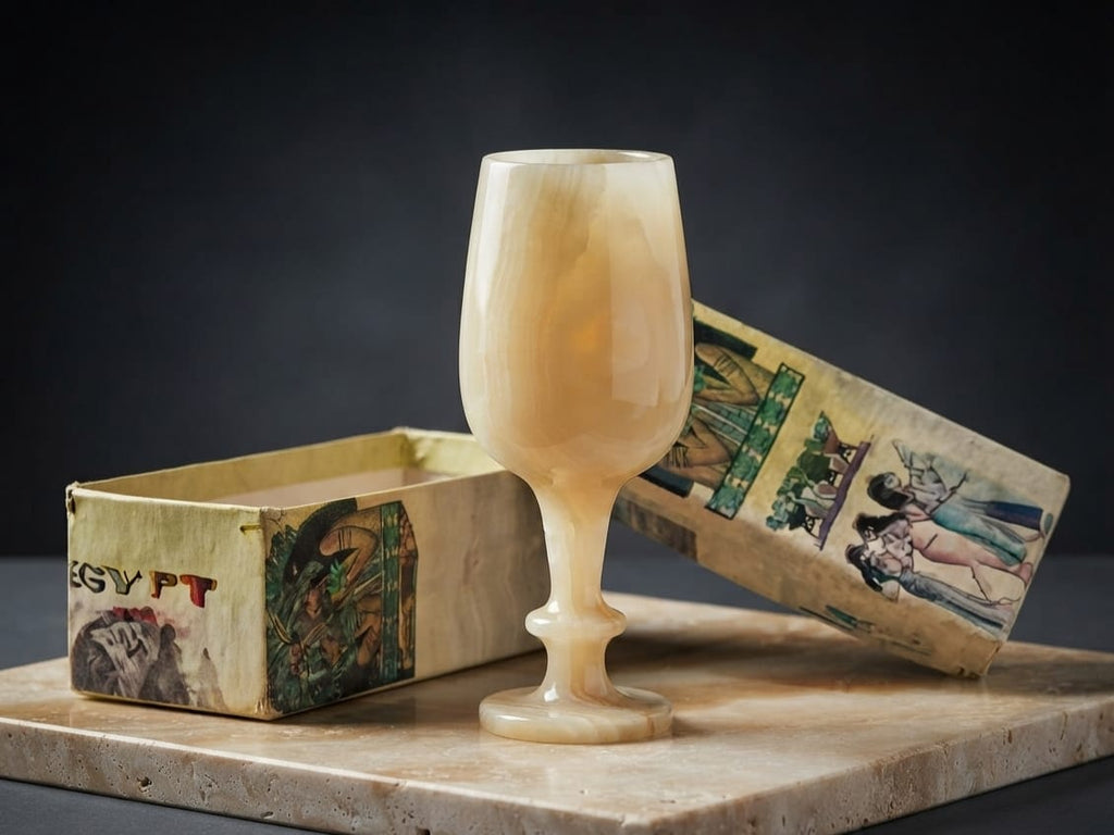 Handmade Egyptian Alabaster Goblet Vessel — Nile Alabaster