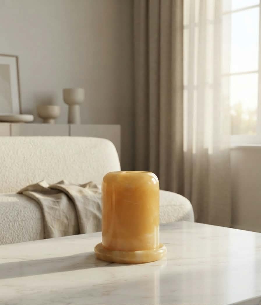 Hand-Carved Translucent Onyx Candle Holders (Set of 2) – Warm Ambient Glow