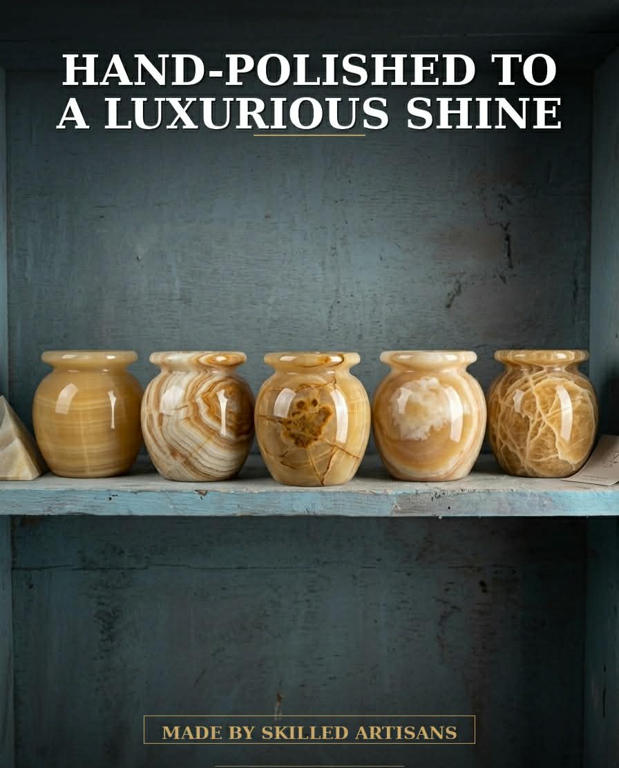 Handcrafted Onyx Mini Vase – Natural Stone Decorative Pot | Unique Home Accent