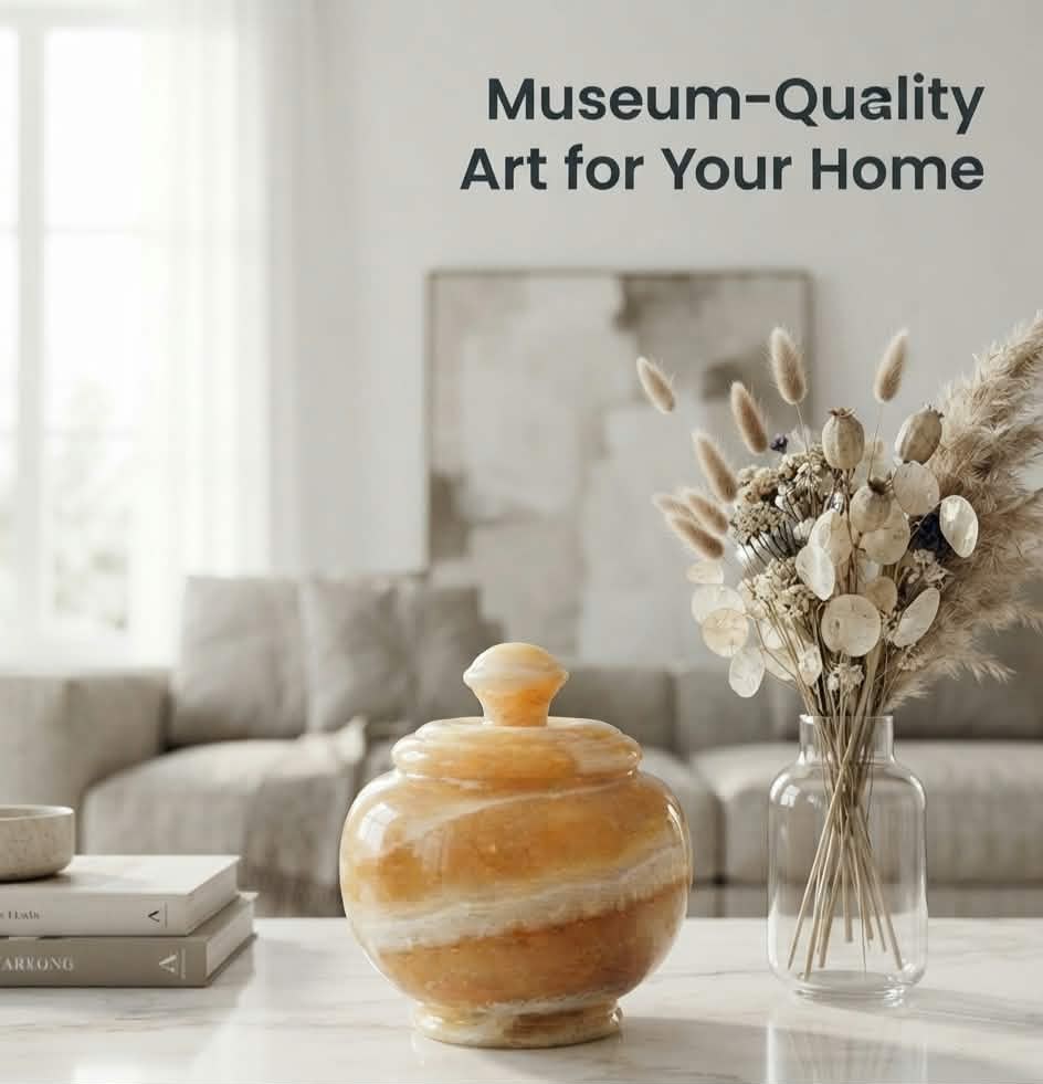The Pharaoh’s Vault Alabaster Jar | Hand-Carved Heritage Decor
