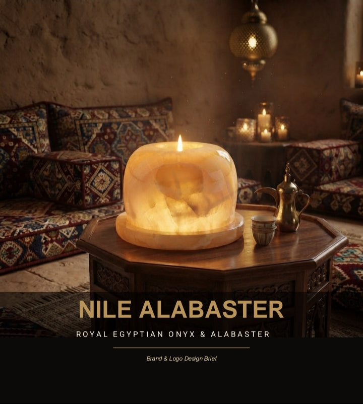 Handcrafted Natural Onyx & Alabaster Candle Holder | Luxury Home Decor