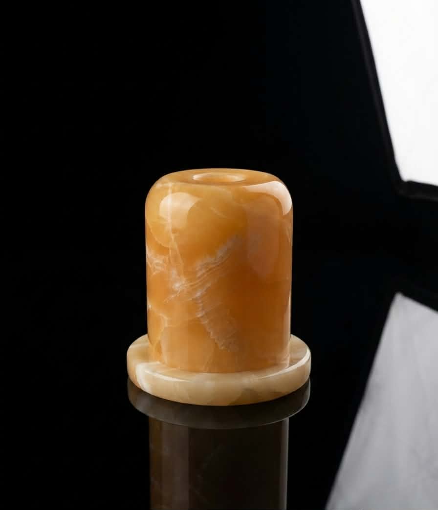 Hand-Carved Translucent Onyx Candle Holders (Set of 2) – Warm Ambient Glow