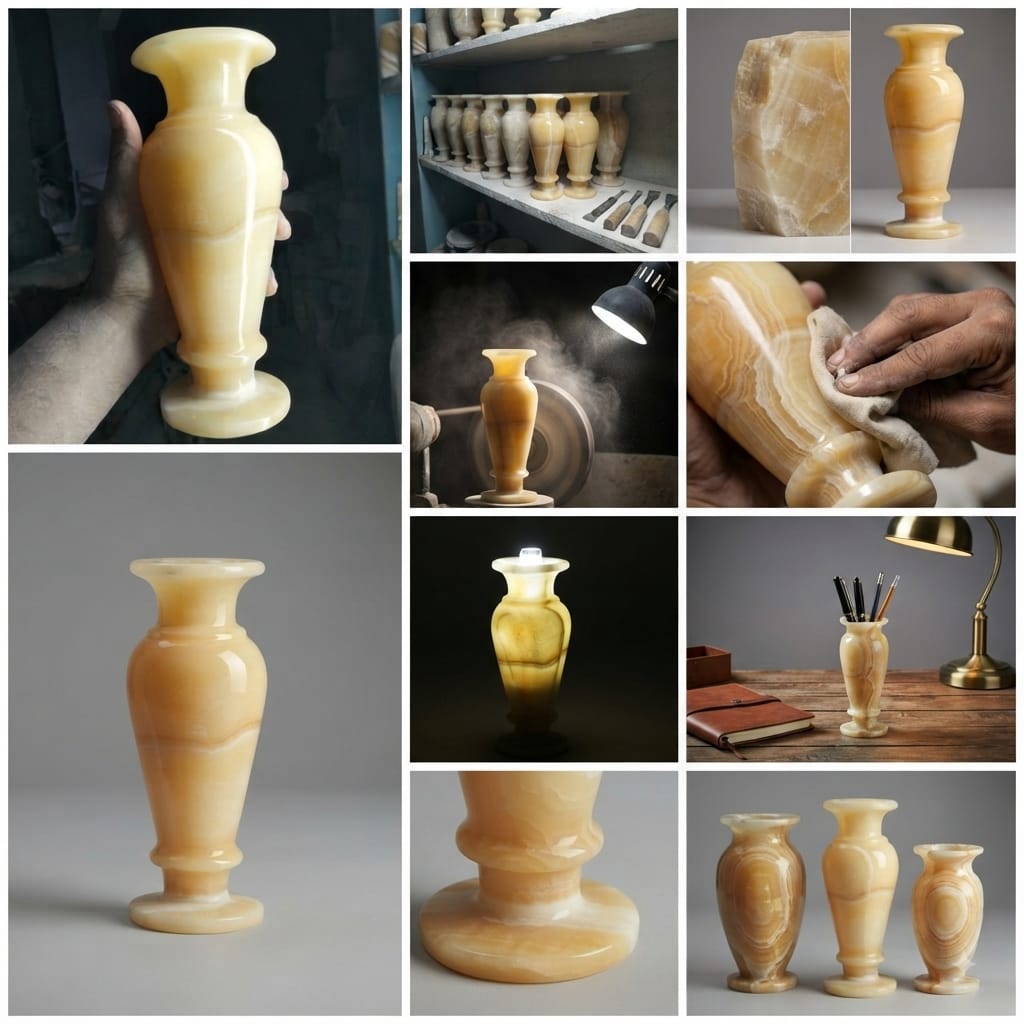 The Nile Dynasty Alabaster Vase | Hand-Carved Heritage Decor