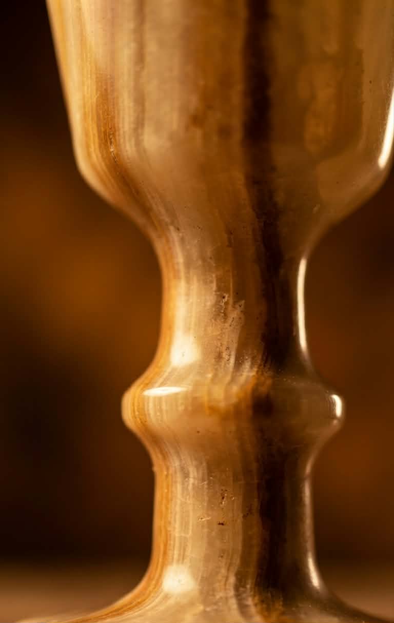 Product Details: Handcrafted Excellence: Sculpted meticulously by master Egyptian artisans from natural warm beige and amber-veined onyx.