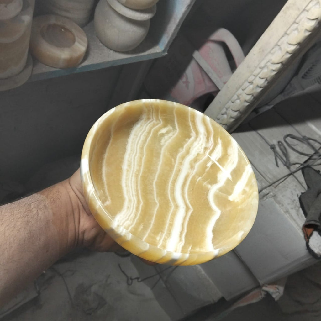 Golden Nile Bowl — Handmade Egyptian Onyx Decorative Bowl