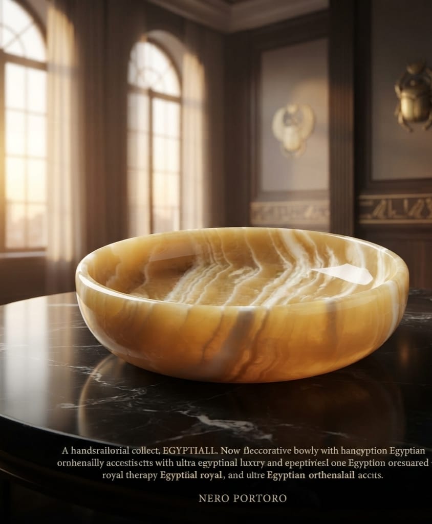 Golden Nile Bowl — Handmade Egyptian Onyx Decorative Bowl