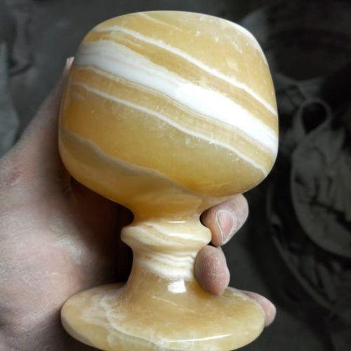 Hand-Carved Egyptian Alabaster Incense Burner & Candle Holder – Luxury Natural Stone Home Decor