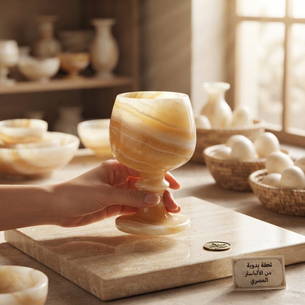 Hand-Carved Egyptian Alabaster Incense Burner & Candle Holder – Luxury Natural Stone Home Decor