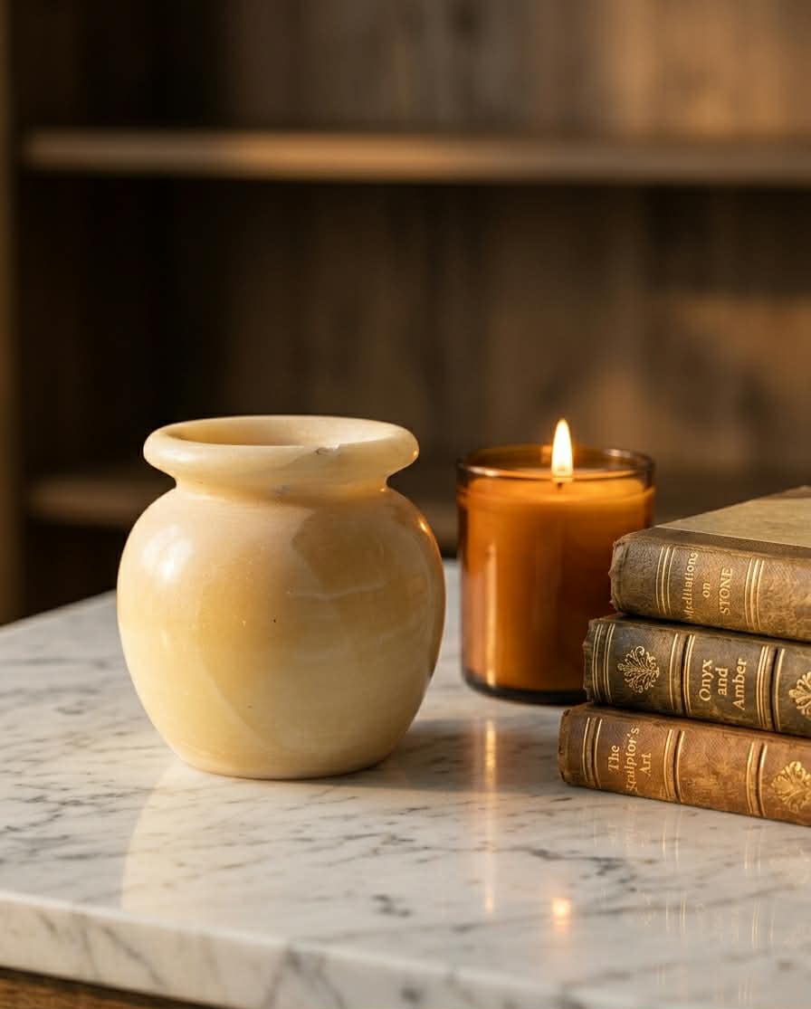 Handcrafted Onyx Mini Vase – Natural Stone Decorative Pot | Unique Home Accent