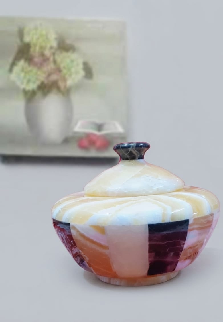 .Hand-Carved Egyptian Alabaster Royal Jar"