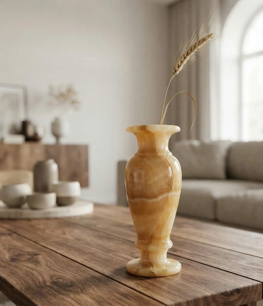 The Nile Dynasty Alabaster Vase | Hand-Carved Heritage Decor