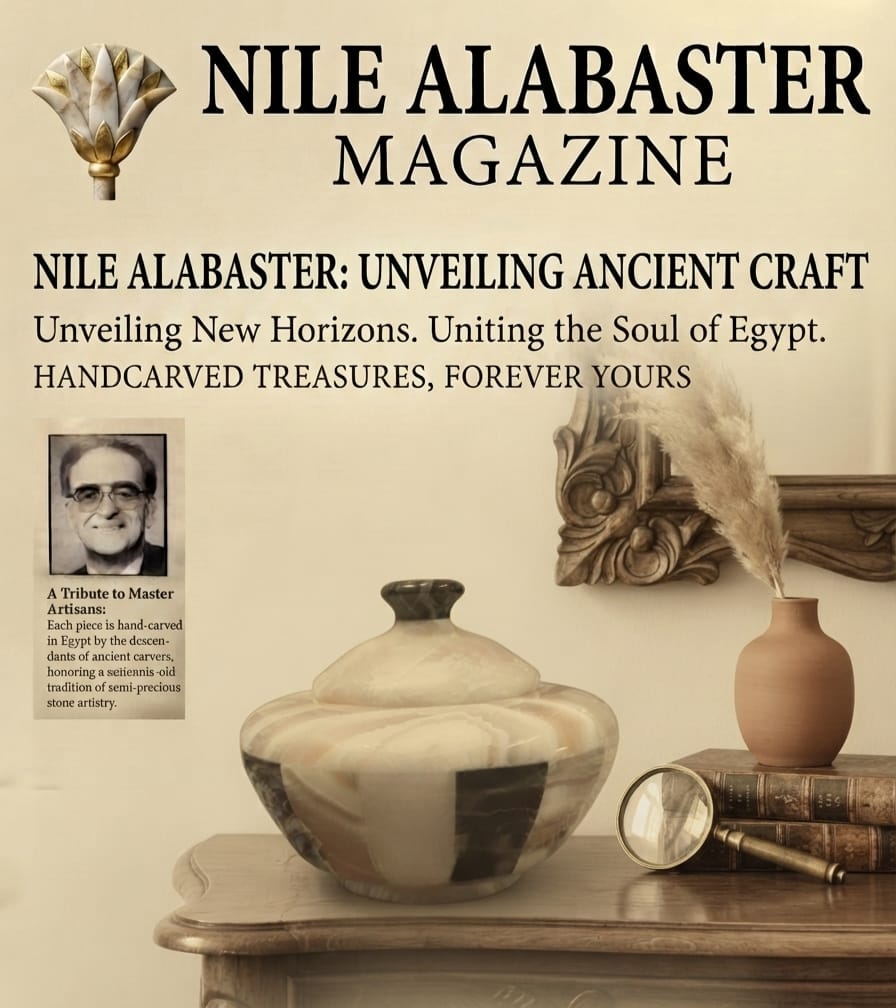 .Hand-Carved Egyptian Alabaster Royal Jar"