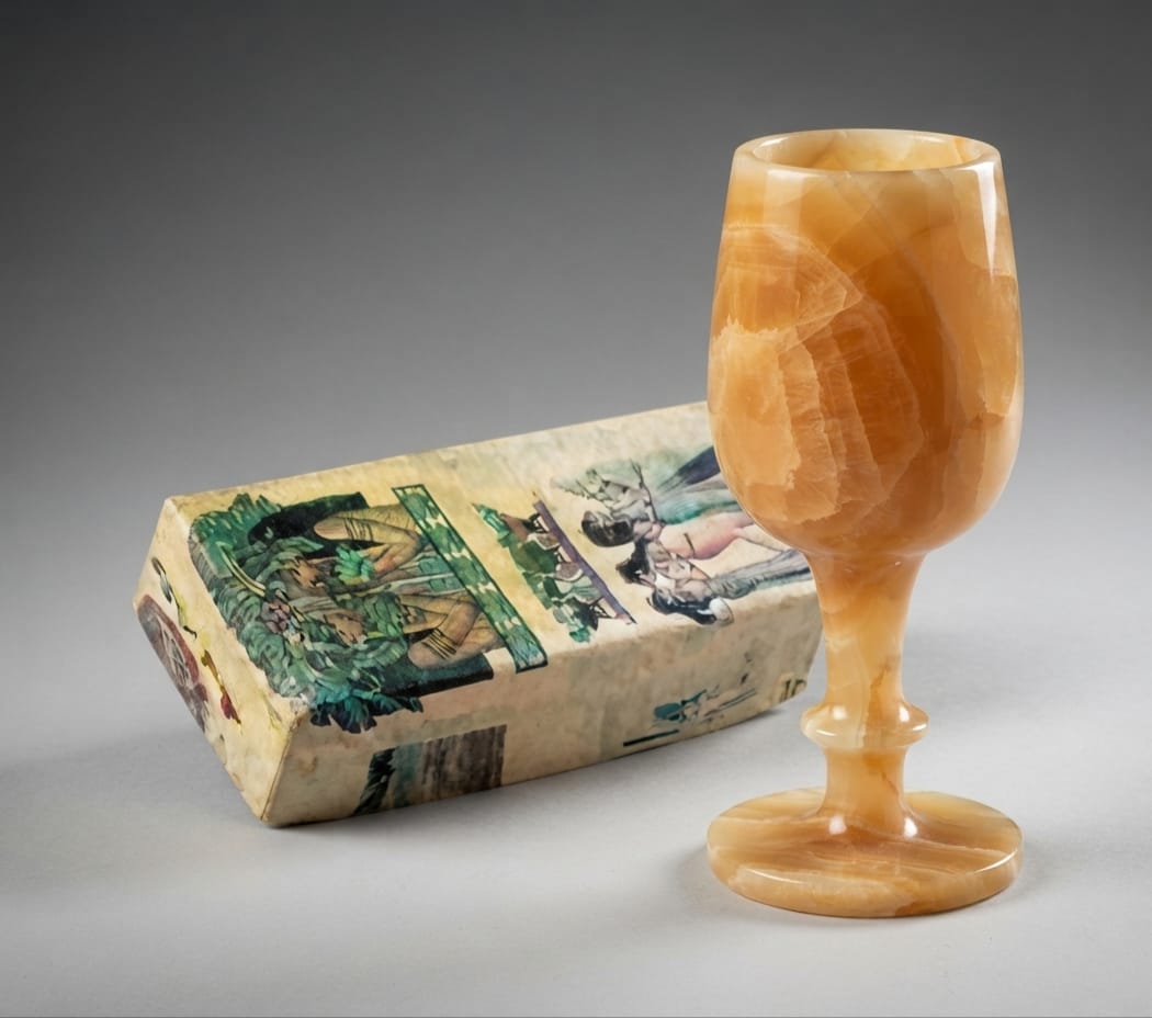 Handmade Egyptian Alabaster Goblet Vessel — Nile Alabaster