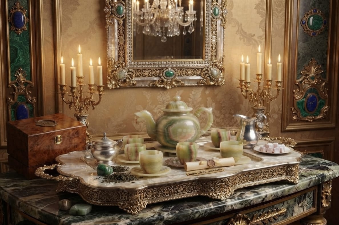 LUXURIOUS EGYPTIAN ONYX & ALABASTER HOMEWARE SET