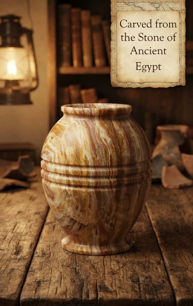 The Heritage Amber Alabaster Urn Vase | Hand-Carved Masterpiece