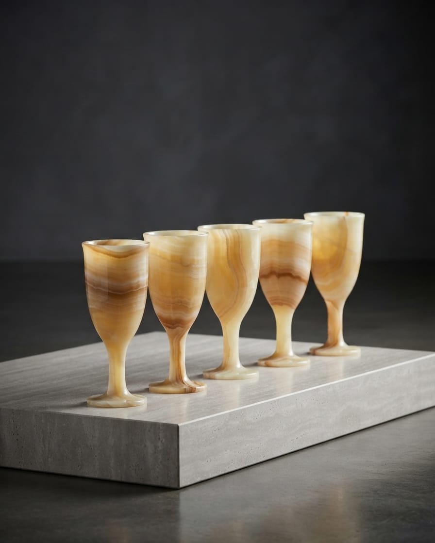 Hand-carved Egyptian Alabaster Chalice | Artisan Masterpiece"
