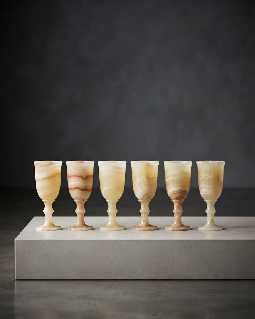 Hand-carved Egyptian Alabaster Chalice | Artisan Masterpiece"