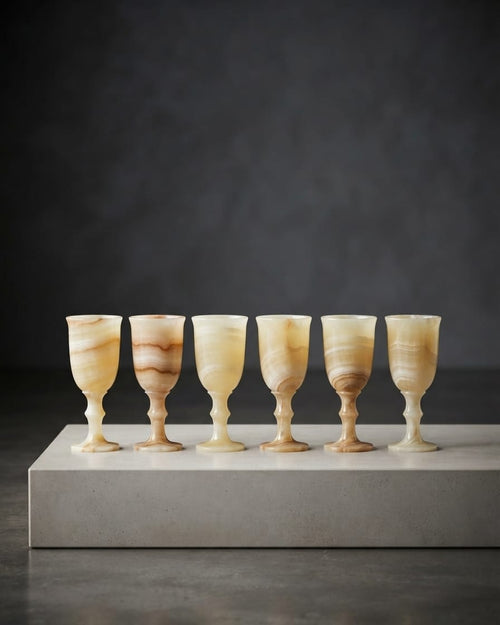 Hand-carved Egyptian Alabaster Chalice | Artisan Masterpiece"