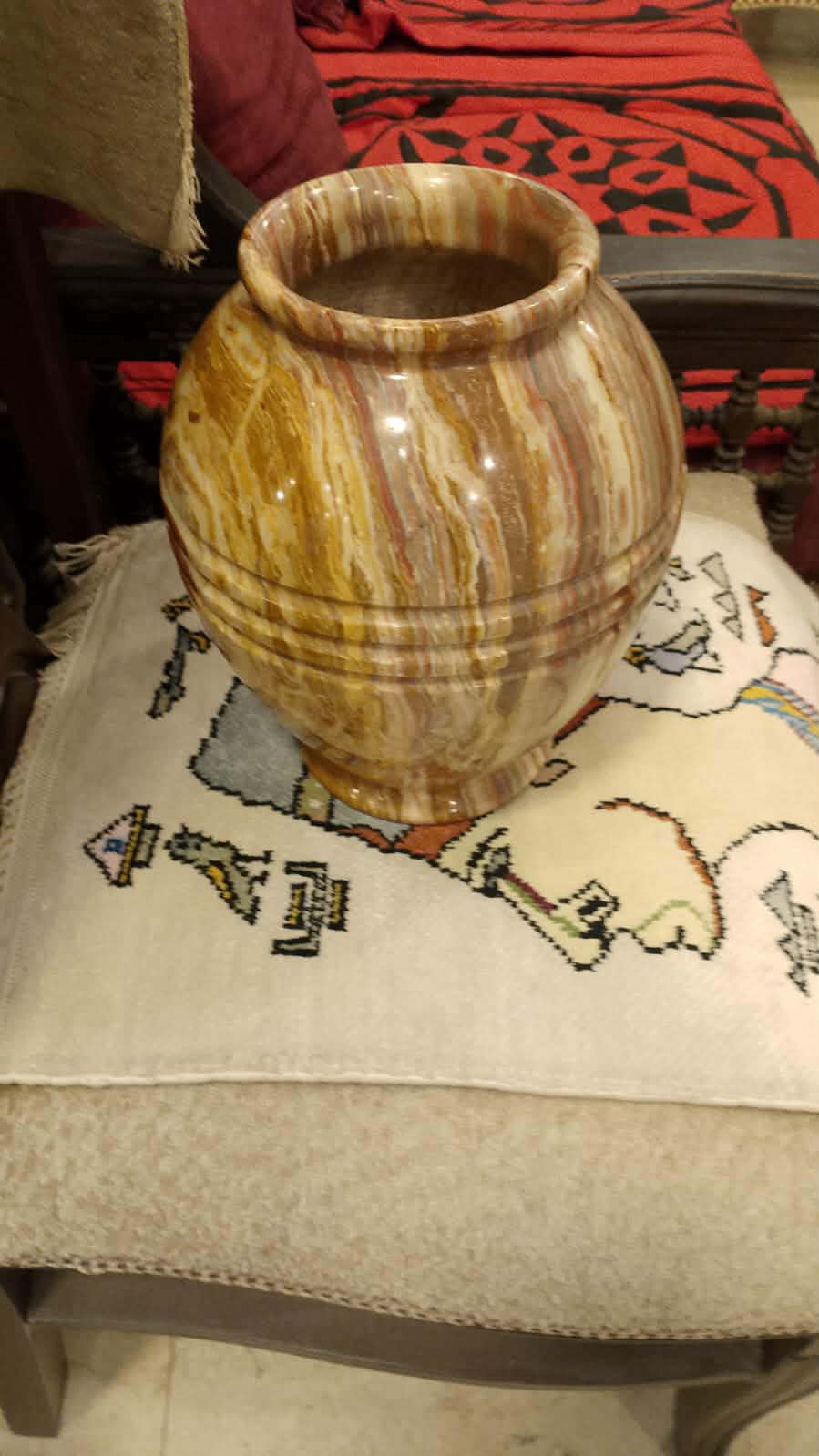 The Heritage Amber Alabaster Urn Vase | Hand-Carved Masterpiece