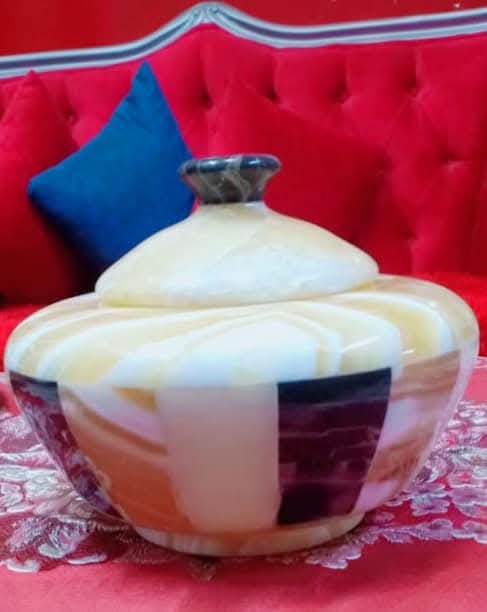 .Hand-Carved Egyptian Alabaster Royal Jar"