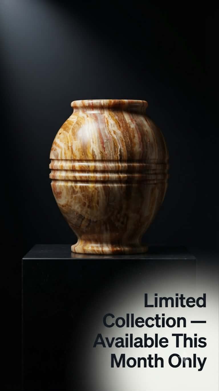 The Heritage Amber Alabaster Urn Vase | Hand-Carved Masterpiece