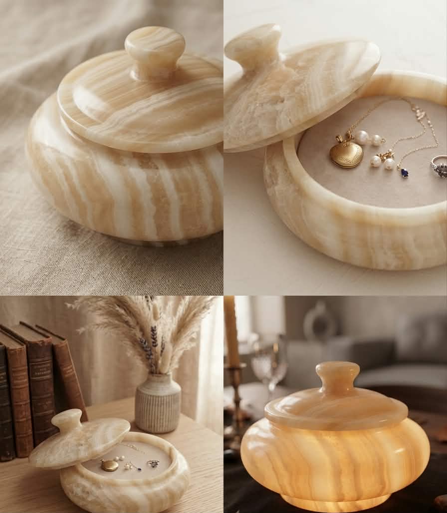 LUXURIOUS EGYPTIAN ONYX JEWELRY BOX