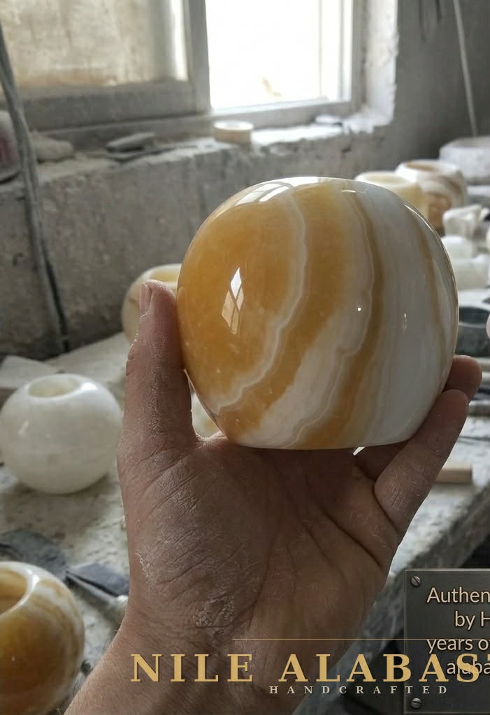 Hand-Carved Onyx Sphere Candle Holders (Set of 2) — Warm Ambient Glow