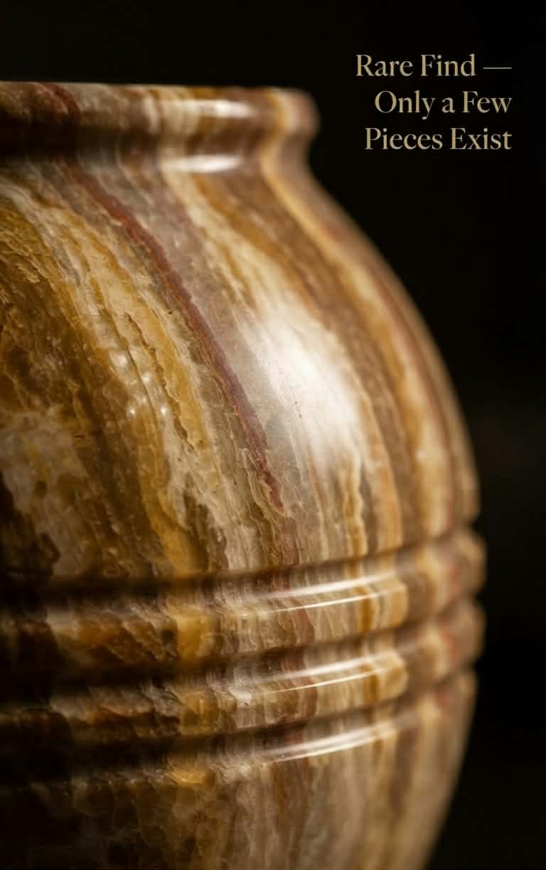 The Heritage Amber Alabaster Urn Vase | Hand-Carved Masterpiece