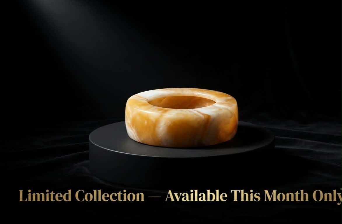 The Royal Amber Alabaster Luxury Bowl | Hand-Carved Artisan Catchall
