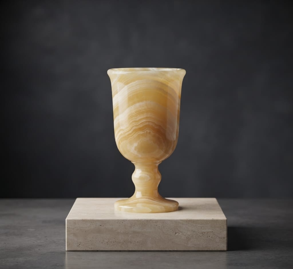 Hand-carved Egyptian Alabaster Chalice | Artisan Masterpiece"
