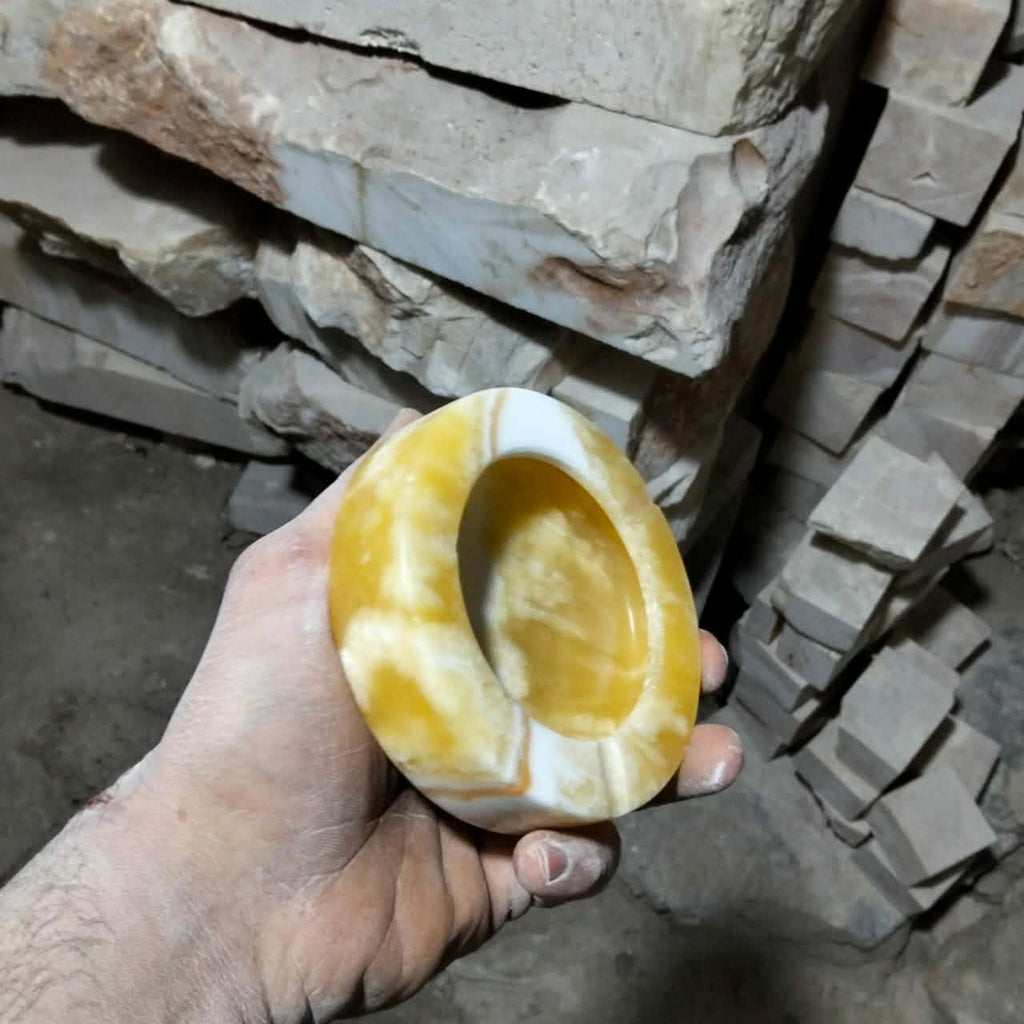 The Royal Amber Alabaster Luxury Bowl | Hand-Carved Artisan Catchall