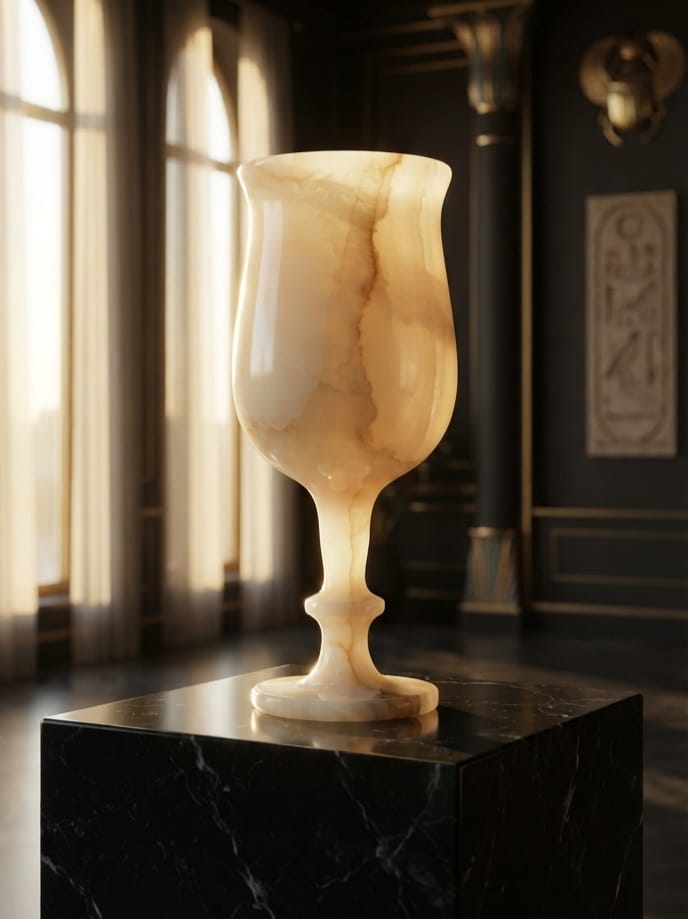 Handmade Egyptian Alabaster Goblet Vessel — Nile Alabaster