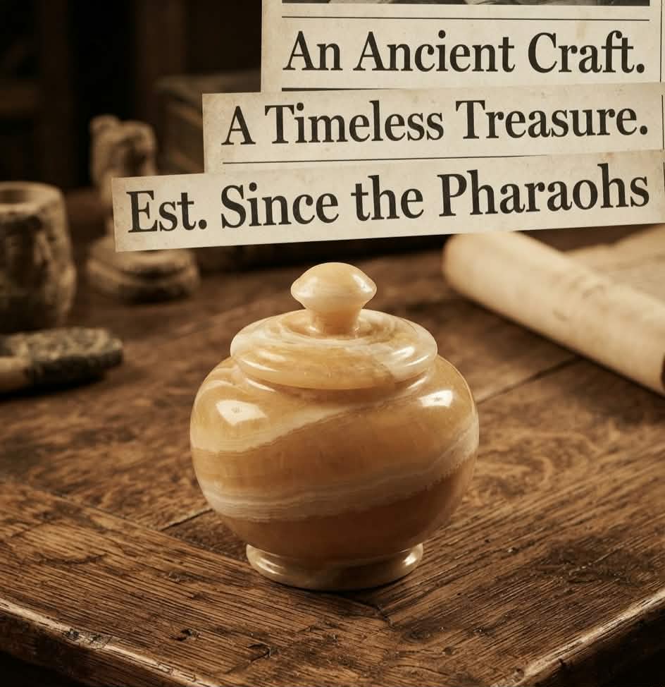 The Pharaoh’s Vault Alabaster Jar | Hand-Carved Heritage Decor