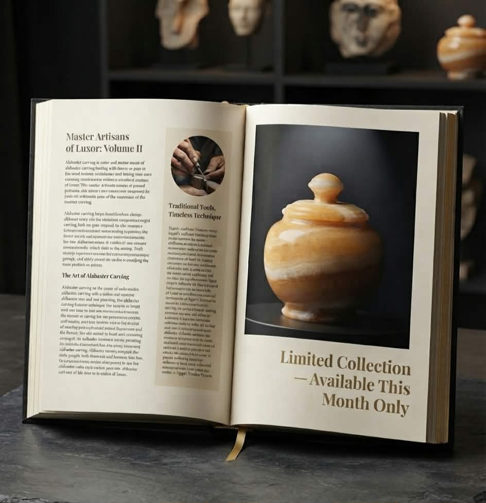 The Pharaoh’s Vault Alabaster Jar | Hand-Carved Heritage Decor