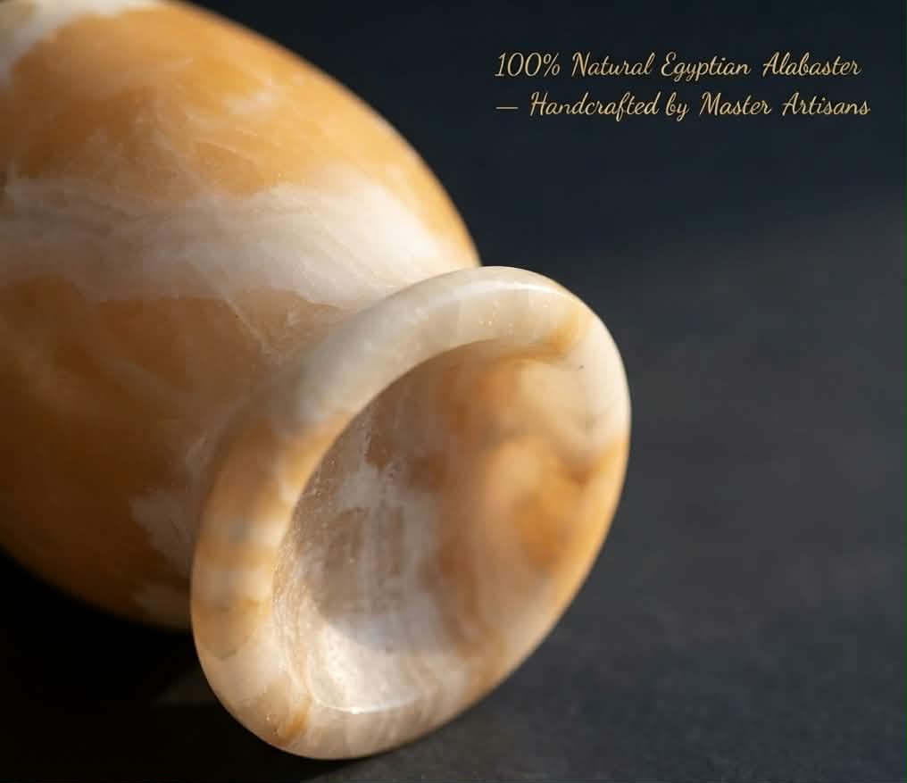 The Pharaoh’s Glow Amber Alabaster Candle Holder & Jar | Hand-Carved Luxury Decor