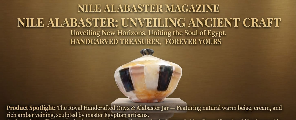 .Hand-Carved Egyptian Alabaster Royal Jar"
