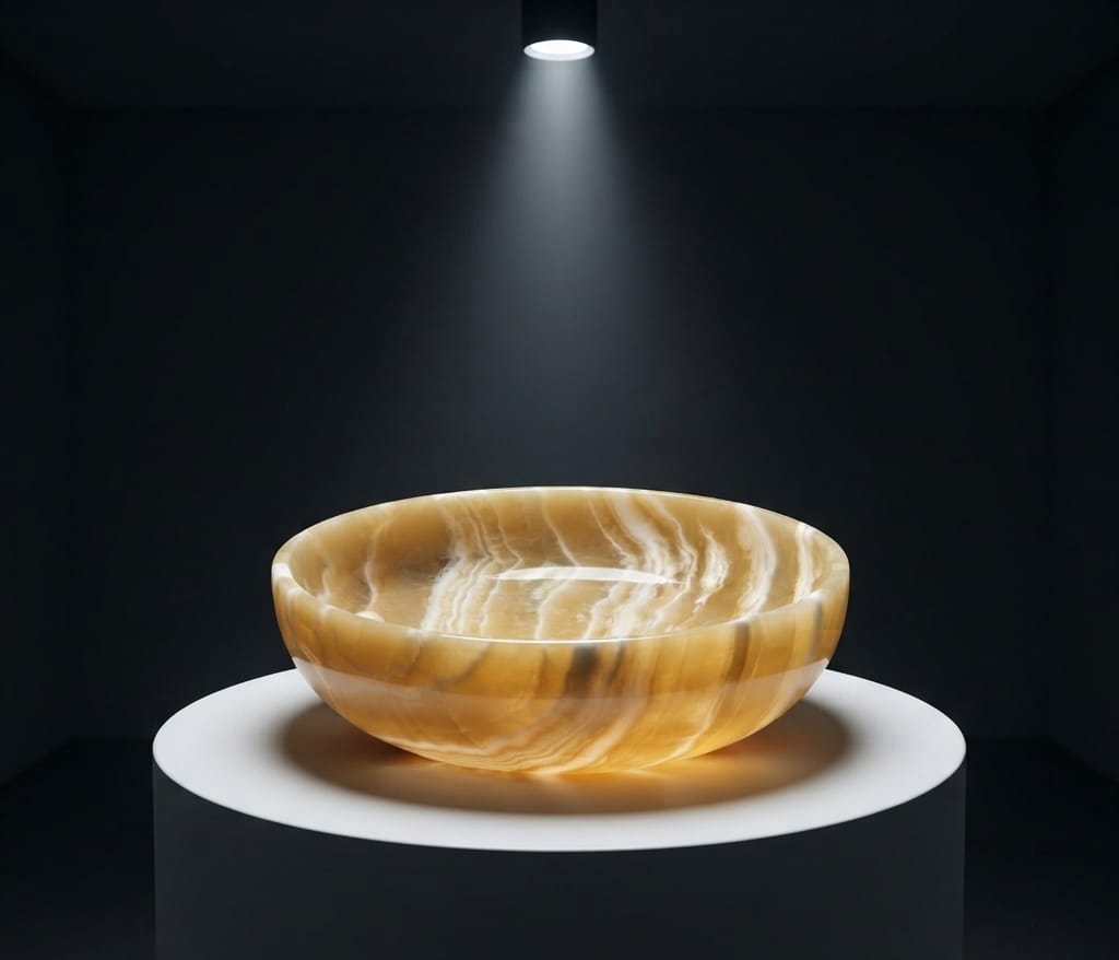 Golden Nile Bowl — Handmade Egyptian Onyx Decorative Bowl