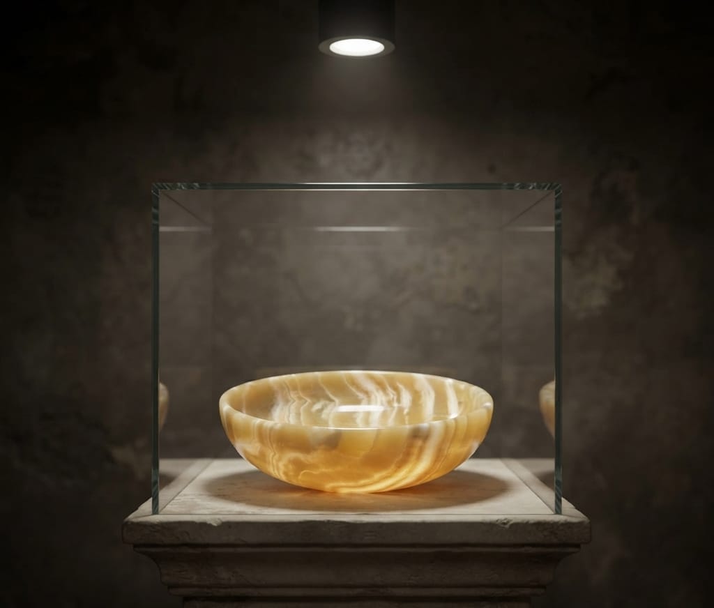 Golden Nile Bowl — Handmade Egyptian Onyx Decorative Bowl