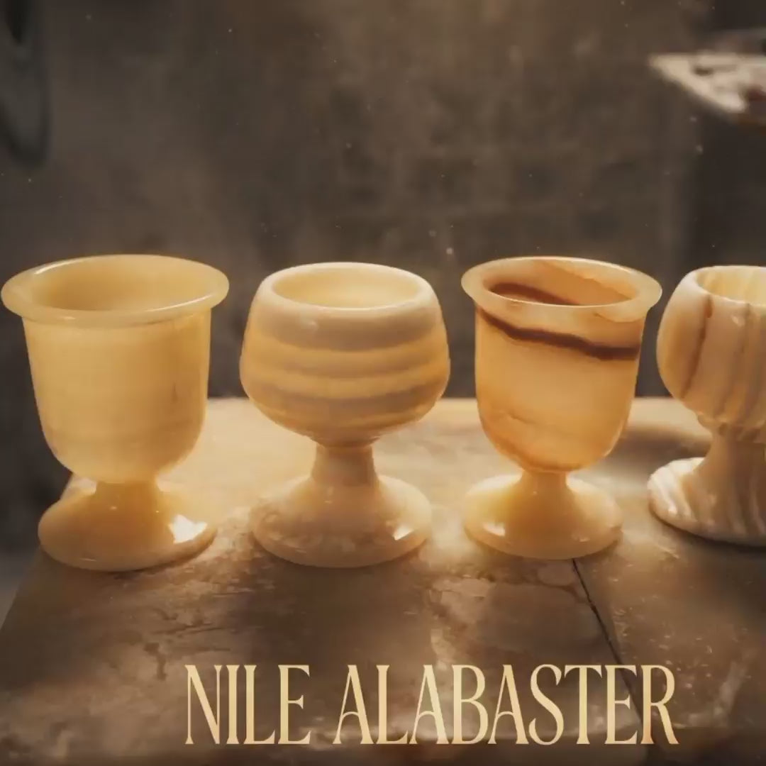 Hand-Carved Egyptian Alabaster Incense Burner & Candle Holder – Luxury Natural Stone Home Decor